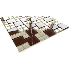 Resim Tüm Yüzeyler Için Sütlü Kahve-Krem Mix. 30X30CM. Fileli Kristal Cam Mozaik ( 1 M2 Fiyatıdır ) 