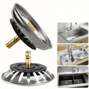 Resim 2'lü Metal Lavabo Süzgeçleri ve Dökücü Fişleri - Mutfak ve Banyo için Süzgeçli Süzgeçler, Gerekli Lavabo Aksesuarları 