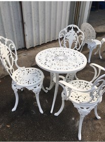 Resim Aluminyumdokumcu Döküm Güllü Sandalye Masa Güllü 60 Çap 