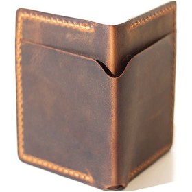 Resim Kişiye Isme Özel Bifold Dik Para Bölmeli Deri Cüzdan Camel 