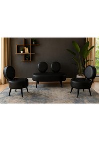 Resim Dünya Modern Deri Koltuk Takımı Şıklık Ve Konforun Buluşması Ofis & Ev Siyah Ayak Siyah Siyah 