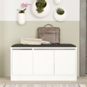 Resim Robin Home Comfort Puflu Minderli Oturaklı Ayakkabılık 3 Kapaklı Dolap 90CM Beyaz 