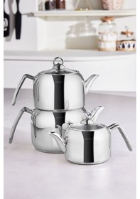 Resim Karaca Tres İndüksiyon Tabanlı 3lü Çaydanlık Takımı Metal 