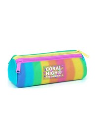 Resim Coral High Kids Renkli Çizgili Üç Bölmeli Kalem Çantası 11173 Sarı - Pembe 