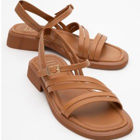 Resim Luvi Shoes Cesar Taba Hakiki Deri Kadın Sandalet Taba 