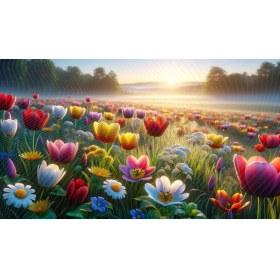 Resim Venspor Renkli Çiçek Bahçesi Temalı Arkaplan 200 x 150 cm Fon Duvar Örtüsü 