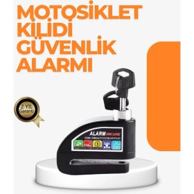Resim TKÇ Alarm Sensörlü Disk Kilidi Motosiklet Scooter Bisiklet Güvenlik 