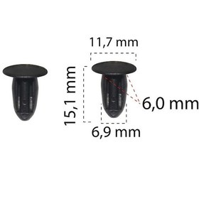 Resim Oto Agraf Oto Klips Siyah 6,9mm 654720 Peugeot Renault 7703077078 Bmw 51441854624 25 Adet 