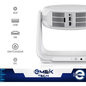 Resim PİNK İTHALAT Taşınabilir Yüksek Performanslı 4K Sinema Projektörü Şarjlı Bluetooth Android Hoparlörlü Işıklı 