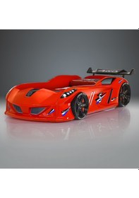 Resim Arabalı Yatak, Jaguar Rüzgarlıklı Arabalı Yatak - Kırmızı 1 Adet Comfort Yatak 