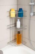 Resim MultiStore Krom 3 Katlı Banyo Köşeliği Şampuanlık Köşelik Banyo Rafı 