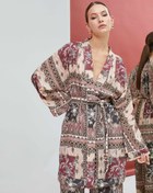Resim Etnik Desenli Kimono Beli Kuşak Detaylı 