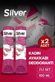 Resim Silver 2 Adet Kadın Ayakkabı Deodorantı Ayak Koku Giderici Terleme Önleyici 100 ML Ladies Fresh Çekecek Hediyelidir 