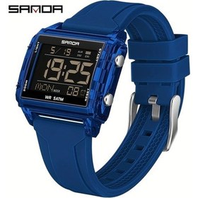 Resim Sunshine022 Sanda Erkek Spor Digital Led Işıklı Su Geçirmez Mavi Kasa Tarih Ve Kronometre Diğer 