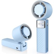 Resim Şarj Edilebilir El Tipi Vantilatör, Mini Taşınabilir Vantilatör 5000mah, Açık Mavi, 