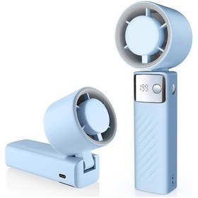 Resim Şarj Edilebilir El Tipi Vantilatör, Mini Taşınabilir Vantilatör 5000mah, Açık Mavi, 