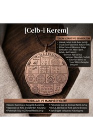 Resim Velvet Copper Antik Bakır Celb-i Kerem Kolye - Özel Vefk ve Esma-ül Hüsna İşlemeli Manevi Koruma Tılsımı 