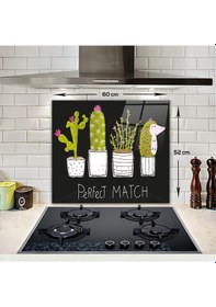 Resim Cam Ocak Arkası Koruyucu | Perfect Match-Siyah Fon | 52cm x 60cm 