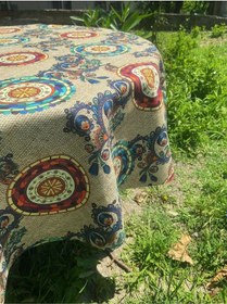 Resim Otantik Dijital Baskı Dertsiz Yuvarlak Masa Örtüsü 