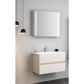 Resim Gold Banyo Nero Aynalı 80 cm Takım Banyo Dolabı Beyaz 