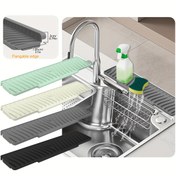 Resim 1 adet Silikon Mutfak Lavabo Sıçrama Koruyucu & Drenaj Matı - Kaymaz, Katlanabilir, Çok Renkli (7.5cm x 1.5in) - Paslanmaz Çelik Lavaboları Olan Modern Mutfaklar İçin İdeal 