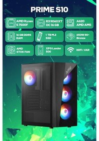 Resim Game Garaj Prime S10 R5-7500F 16 GB 1 TB SSD 16 GB RX9060XT Free Dos Masaüstü Oyuncu Bilgisayarı 