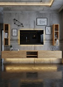 Resim Resital Ledli Duvara Monte Tv Sehpası - Çam - W6002-6 Çam 