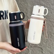 Resim 700 ml / 24 oz İzole Paslanmaz Çelik Termos Bardak, Çay Süzgeci Kapaklı - Sızdırmaz, Sızmaya Dayanıklı Seyahat Kupası için Sıcak ve Soğuk İçecekler - Araba, Ev, Ofis için Taşınabilir Termos - Siyah ve Beyaz Seçenekleri 
