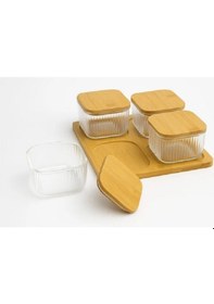 Resim Miraç Bambu Vakumlu Kapaklı 4 Lü Kahvaltılık Ve Çerezlik Mrc-135 Şeffaf 