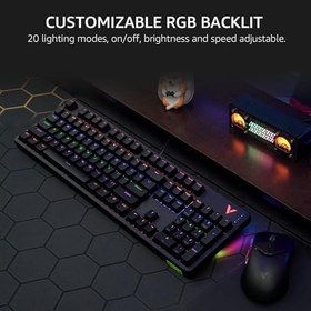 Resim Rapoo V500Pro Mekanik Oyun Klavyesi, 104 Anti-gölgelenme Tuşu, Özelleştirilebilir RGB Arka Aydınlatma, Multimedya Kısayol Tuşları, Çıkar 