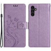 Resim Samsung Galaxy A54 5g Anti-damla Çiçek Kelebek Baskılı Flip Telefon Kapak Darbeye Dayanıklı Pu Deri Telefon Kılıfı Cüzdan Standı 