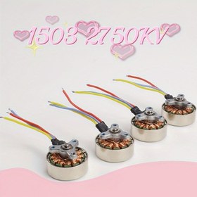 Resim 7.4V 1503 2750KV Miniature Brushless Motor RC Drone, Dronlar ve Sabit Kanat Uçakları için - Metalik, Pil Dahil Değil, Yüksek Hızlı Propeller, Drone Motor | Kompakt Drone Motor | Metalik Kaplama, Drone Aksesuarları 