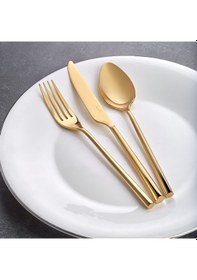 Resim Jumbo 1001 Titanyum Gold 12 Kişilik 84 Parça Çatal Kaşık Bıçak Ta Gold 