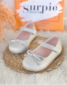 Resim Surpie Shoes Ince Fiyonk Detaylı Kız Çocuk Babet, Kırmızı, Beyaz, Siyah Babet 