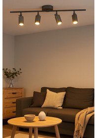 Resim Koal Avize Spoti 4'lü Antrasit Renk Gün Işığı Modern Tasarım Salon - Mutfak - Banyo Spot Ledli Sıralı Avize Antrasit Antrasit 