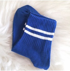 Resim Beyaz Çizgili Mavi Çorap Mavi 