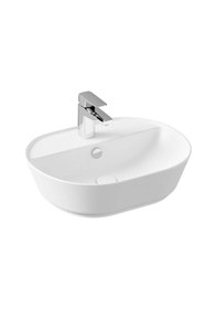 Resim Vitra Geo Oval Batarya Delikli Çanak Lavabo 55 CM Mat Beyaz 7428B 
