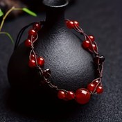 Resim 1 adet Moda El Yapımı Kırmızı Akik Boncuklu Reçine Tespih Bileklik, Günlük Kullanım için Ayarlanabilir Bileklik, Aile ve Arkadaşlar için Noel & Sevgililer Günü Hediyesi 
