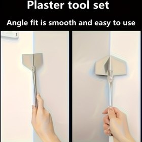 Resim 2 Adet Metal Mala Seti - İç ve Dış Köşeler için, Çimento ve Alçıpan Boyası Düzleştirme, Güç Gerektirmez - Dayanıklı Temizleme ve Düzenleme Araçları, Çimento Fırçası Aracı, Düzenleme Aleti, Temizleme Aleti 