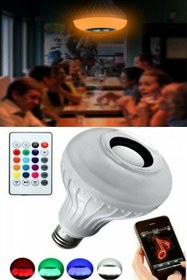 Resim MOBEE Gece Lambası Bluetooth Hoparlör Rgb Ledli Lamba Kumandalı Mp3 Çalar Ampul Renkli Ampul 