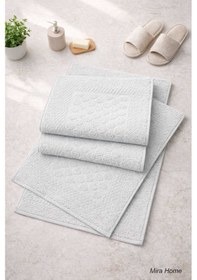 Resim 3lü Pamuklu Ayak Havlusu Seti Kabartma Desenli 50x70 Cm Açık Gri Renkli 