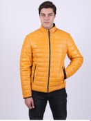 Resim Erkek Şişme Sarı Deri Ceket Sarı 