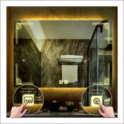 Resim Dnr-Mirror70x100 Cm Günışığı Ledli Tasarım Kumlamalı Dokunmatik Tuşlu Buğu Önleyicili Banyo Aynası 