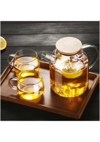 Resim Konak Züccaciye Adelya Bambu Kapaklı Cam Servis Demliği 1500ml 