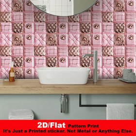 Resim 5 Adet 2D Düz PVC Duvar Çıkartması - 40,01cm x 40,01cm. Vintage Izgara Desenli Gül Altın Ayak İzi Tasarımı, Mutfak Duvarları ve Mekan Kişiselleştirme için Mükemmel. Dolaplar, Yemek Masaları, Oturma Odaları, Yatak Odaları, Banyolar, Ofisler ve Spor Salonları için Uygun. Şömine Arkası, Banyo ve Daha Fazlası İçin Dekorasyon, 2D Düz 