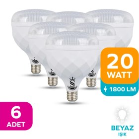 Resim ŞANLED 20W Tasarruflu E27 Beyaz Renk Torch LED Ampul-2 Adet 