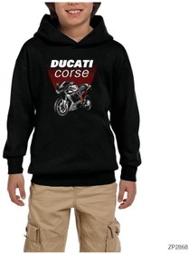 Resim Ducati Corse Siyah Çocuk Kapşonlu Sweatshirt 