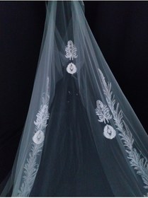 Resim NİGHTS GRACE Madalyon ve Yaprak Nakışlı Katedral Boy Gelin Duvağı 