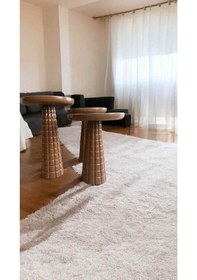 Resim Ahşap Mantar Sehpa 3 Lü Kahverengi Renk Doğal Zigon Fiskos Kahverengi 