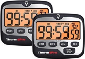 Resim ThermoPro TM01 Alarmlı Kronometre Geri Sayım Sayacı ve Dijital Saat 2 Adet 